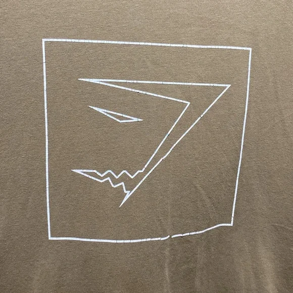 Gym Shark Outline T-shirt Khaki Size Medium - Picture 4 of 8